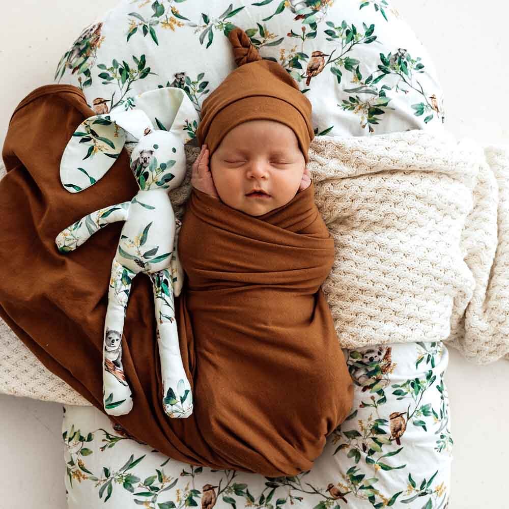 Bronze Baby Jersey Wrap &amp; Beanie Set