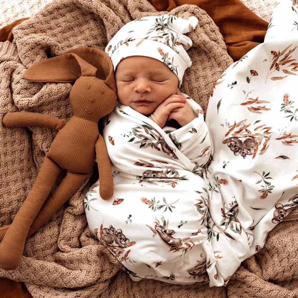 Koala Organic Jersey Wrap &amp; Beanie Set