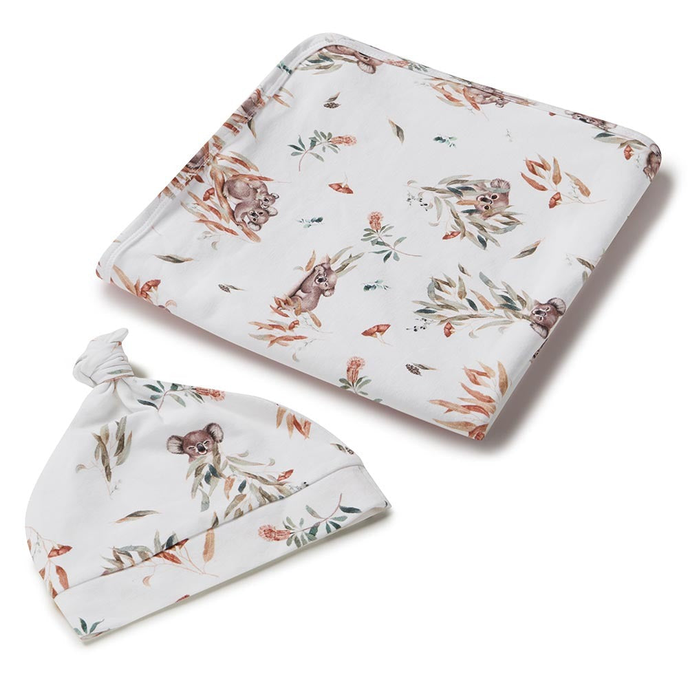 Koala Organic Jersey Wrap &amp; Beanie Set