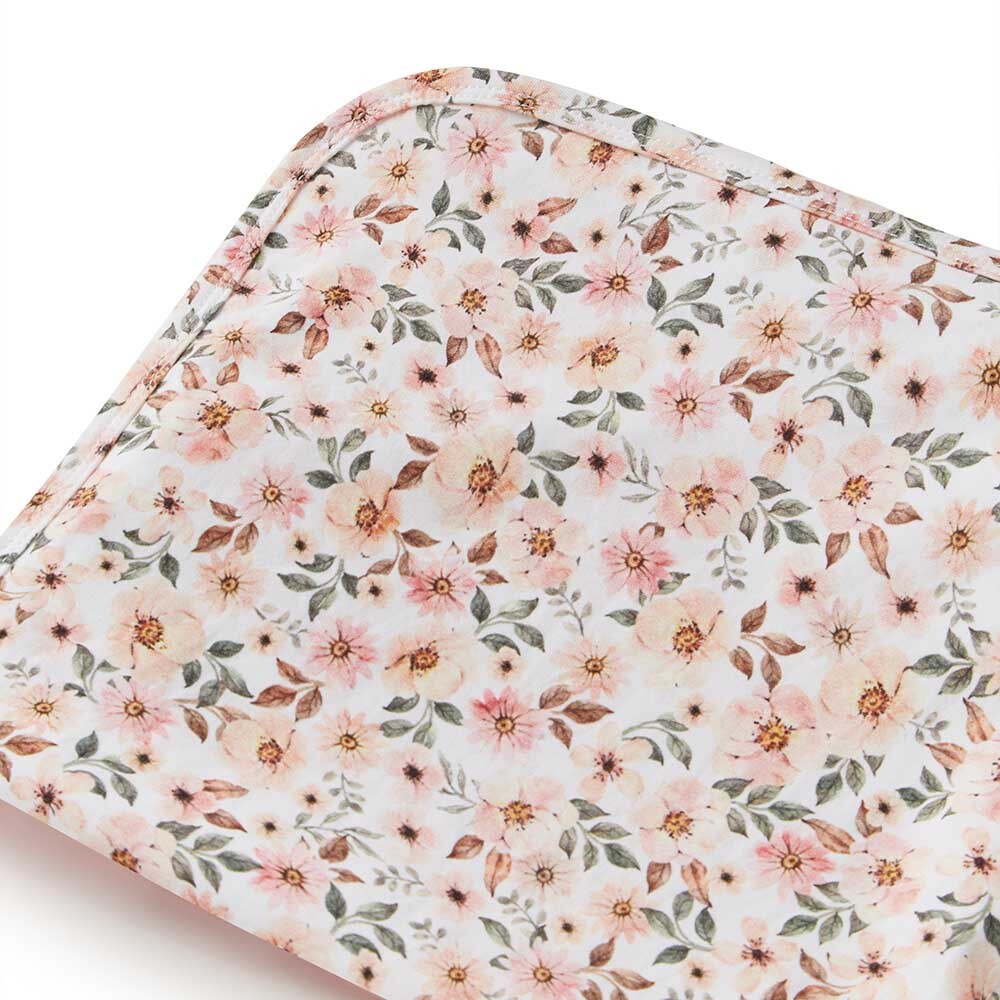 Spring Floral Organic Jersey Wrap &amp; Topknot Set