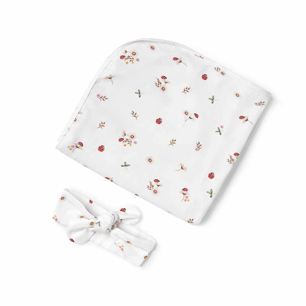 Ladybug Organic Jersey Wrap &amp; Topknot Set