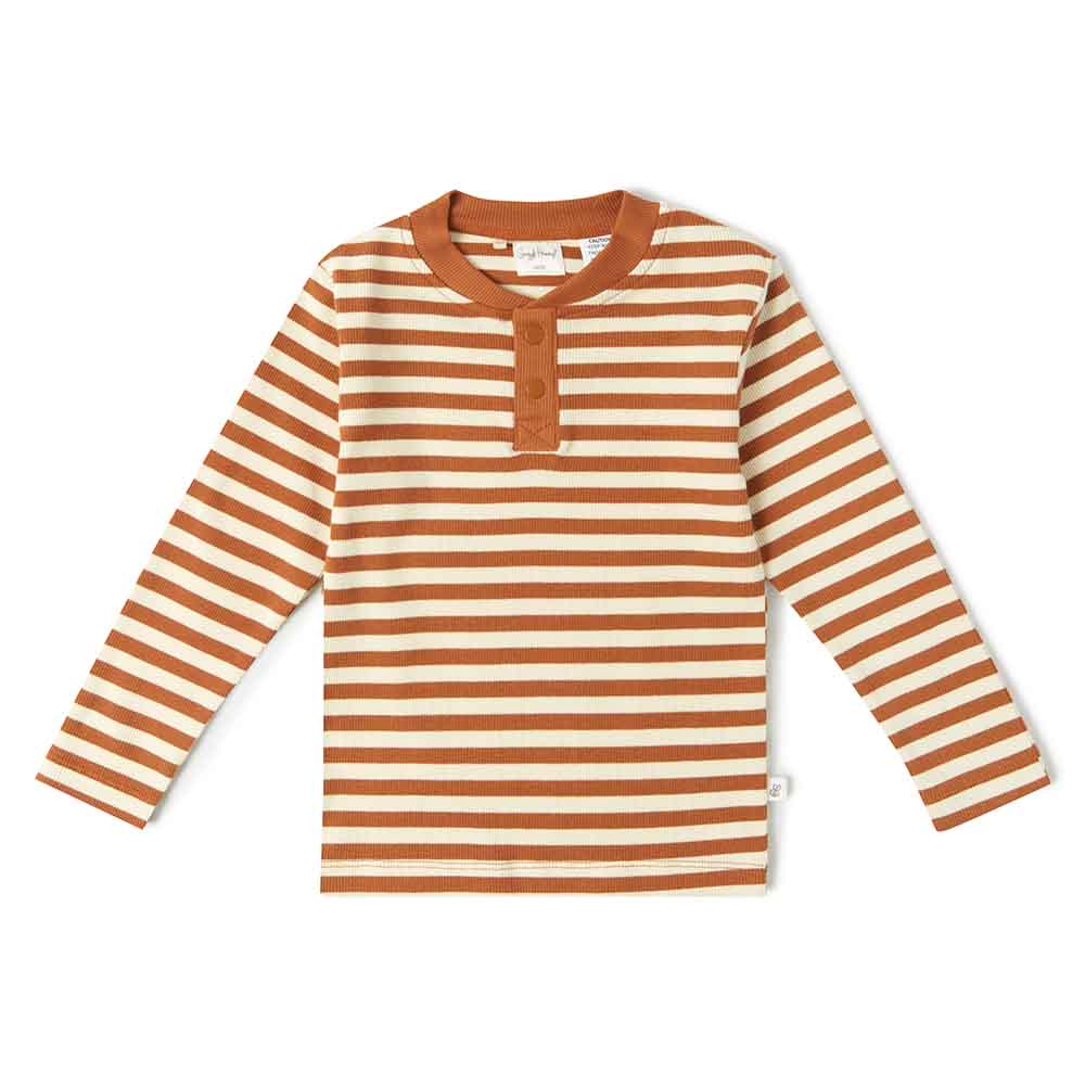 Biscuit Stripe Organic Henley Top