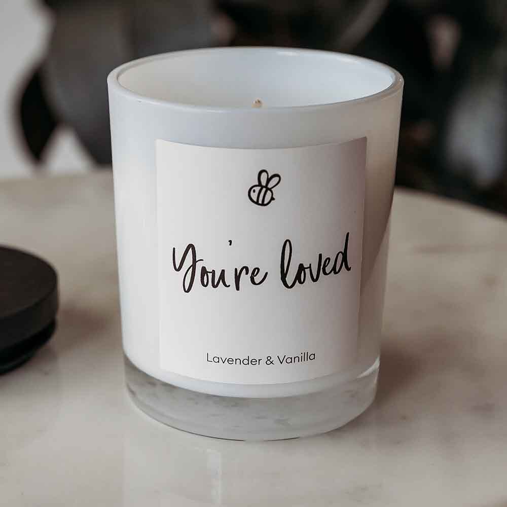 Natural Soy Candle Lavender &amp; Vanilla - You&#39;re Loved