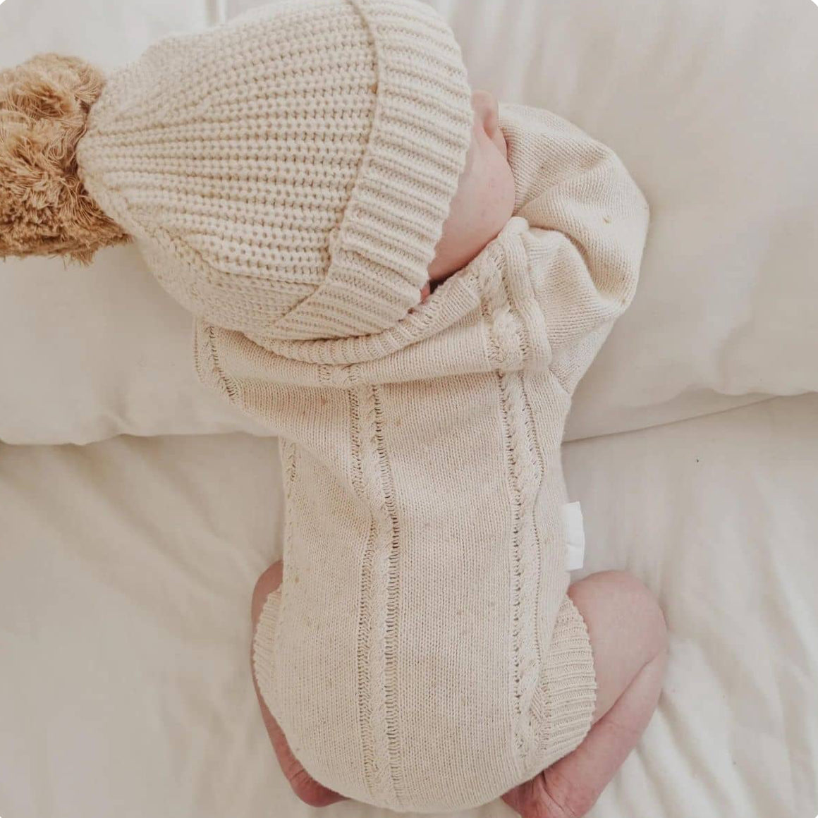 Ziggy Lou Heirloom Knit Romper - Biscotti Fleck