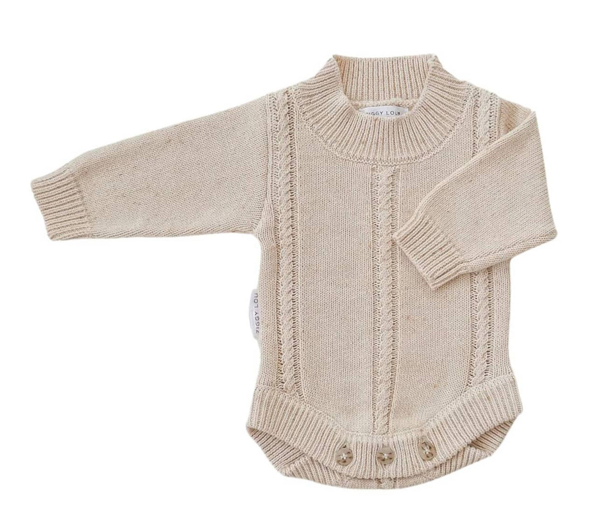 Ziggy Lou Heirloom Knit Romper - Biscotti Fleck