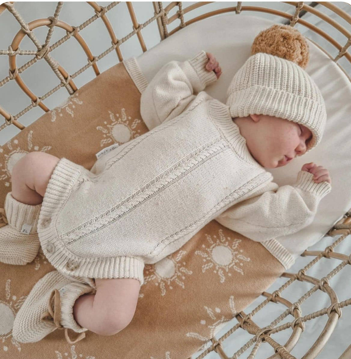 Ziggy Lou Heirloom Knit Romper - Biscotti Fleck