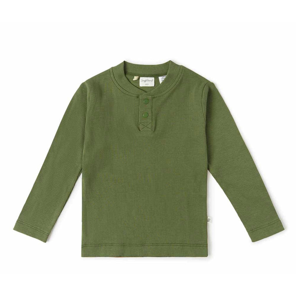 Olive Organic Henley Top