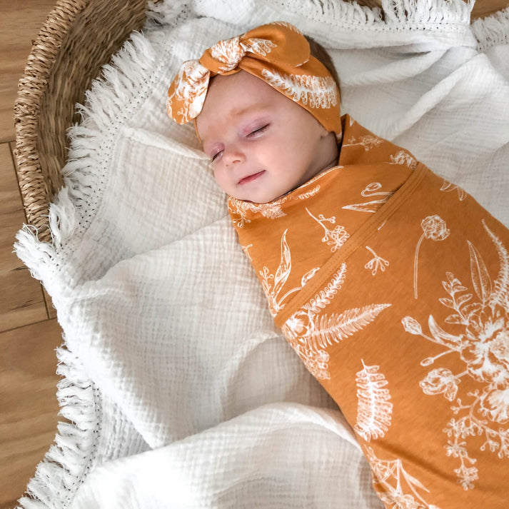 Golden Floral Swaddle Set