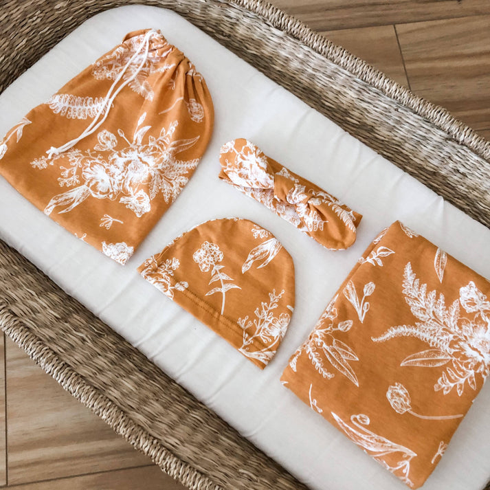 Golden Floral Swaddle Set