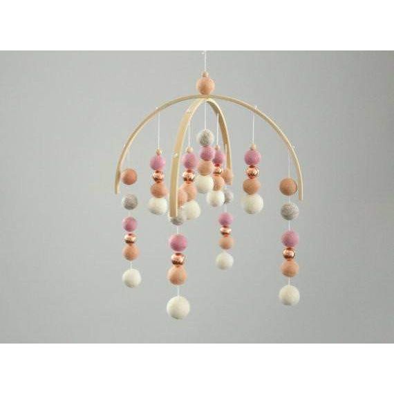 Peach, Dusty Pink, Pebbles and Rose Gold Felt Ball Mobile