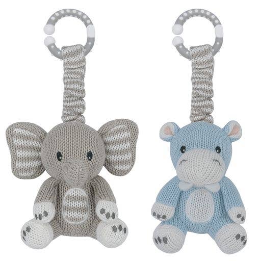 2pk Stroller Toys - Elephant &amp; Hippo