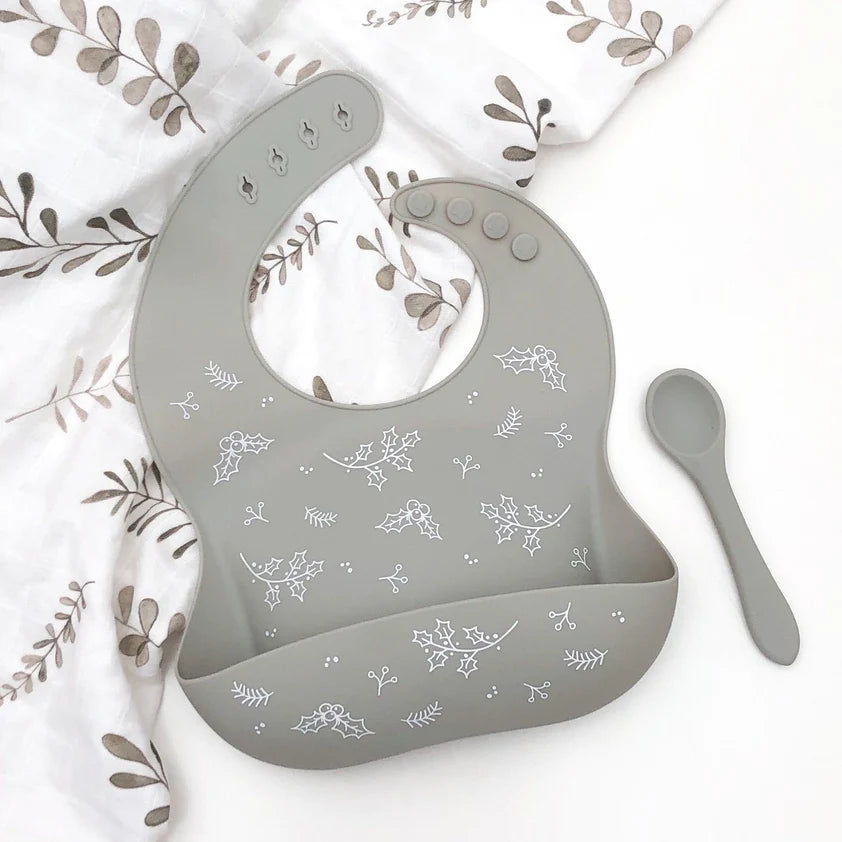 Silicone Catch Bib &amp; Spoon Set - Limited Christmas Edition