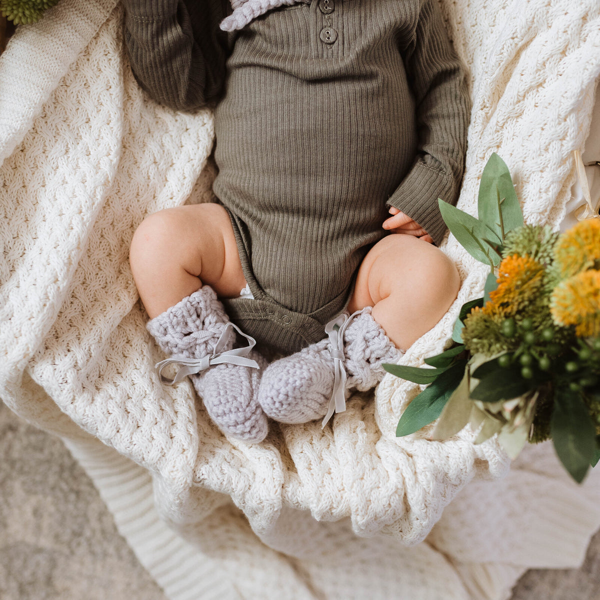 Merino Wool Bonnet &amp; Booties