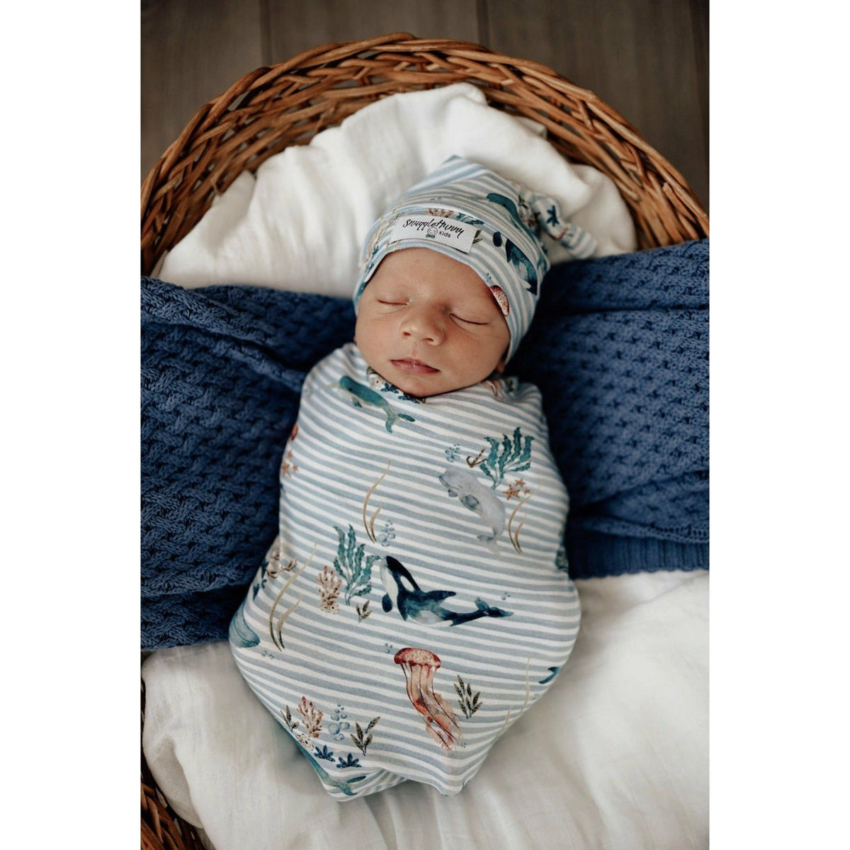 Whale | Snuggle Swaddle &amp; Beanie Set