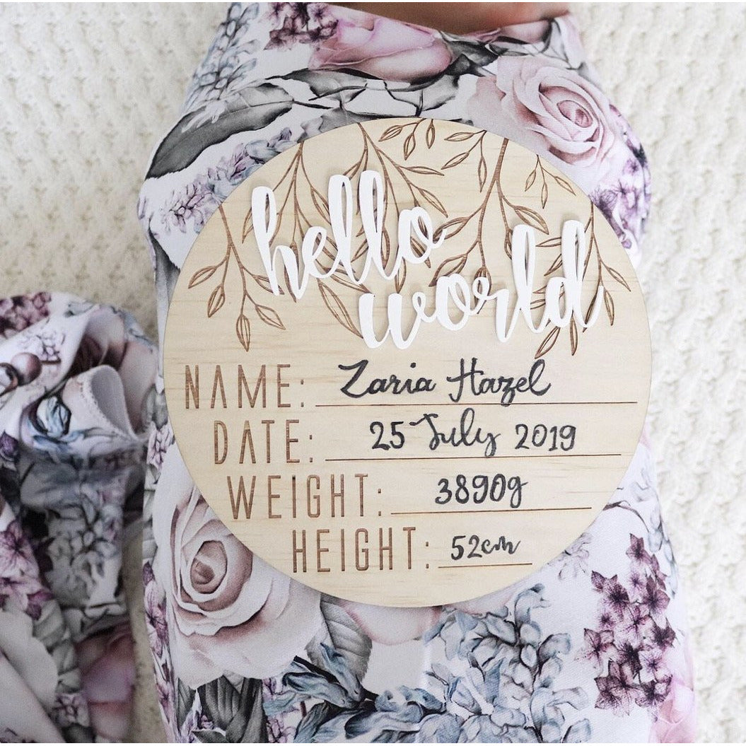 Hello World Birth Announcement Disc