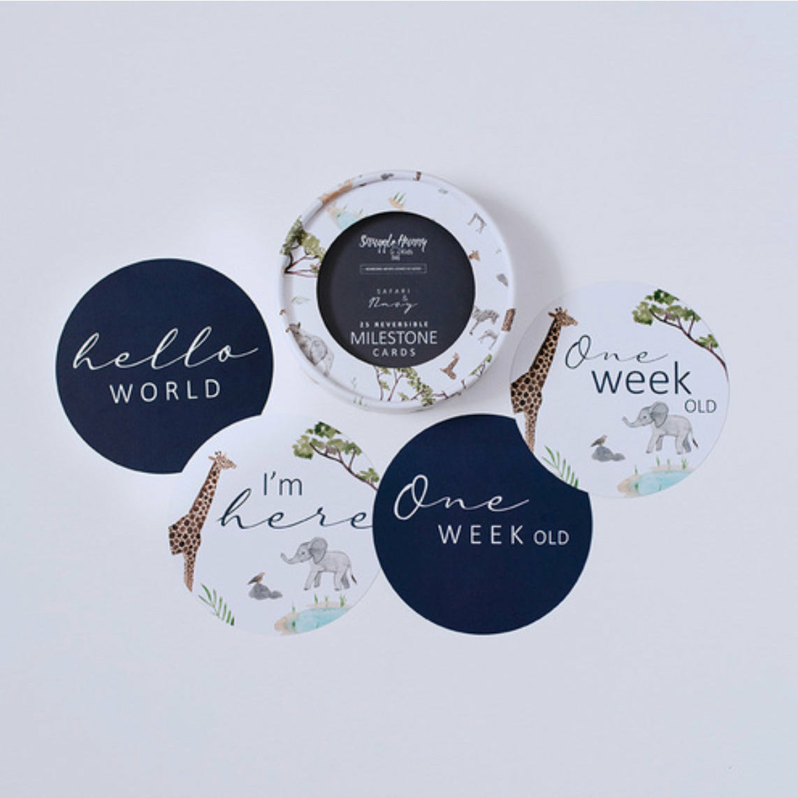 Safari &amp; Navy Reversible Milestone Cards
