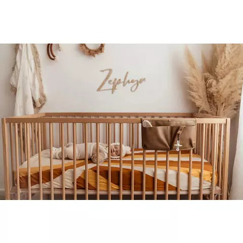 Vegan Leather Cot Organiser - Tan