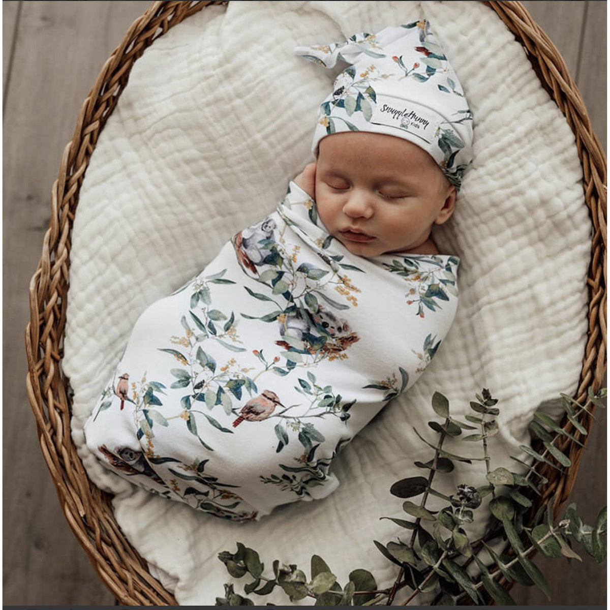 Eucalypt Snuggle Swaddle &amp; Beanie Set