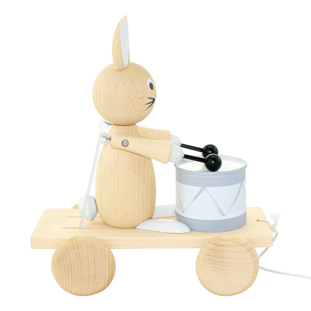 Wooden Pull Along Rabbit With Drum - Mabel