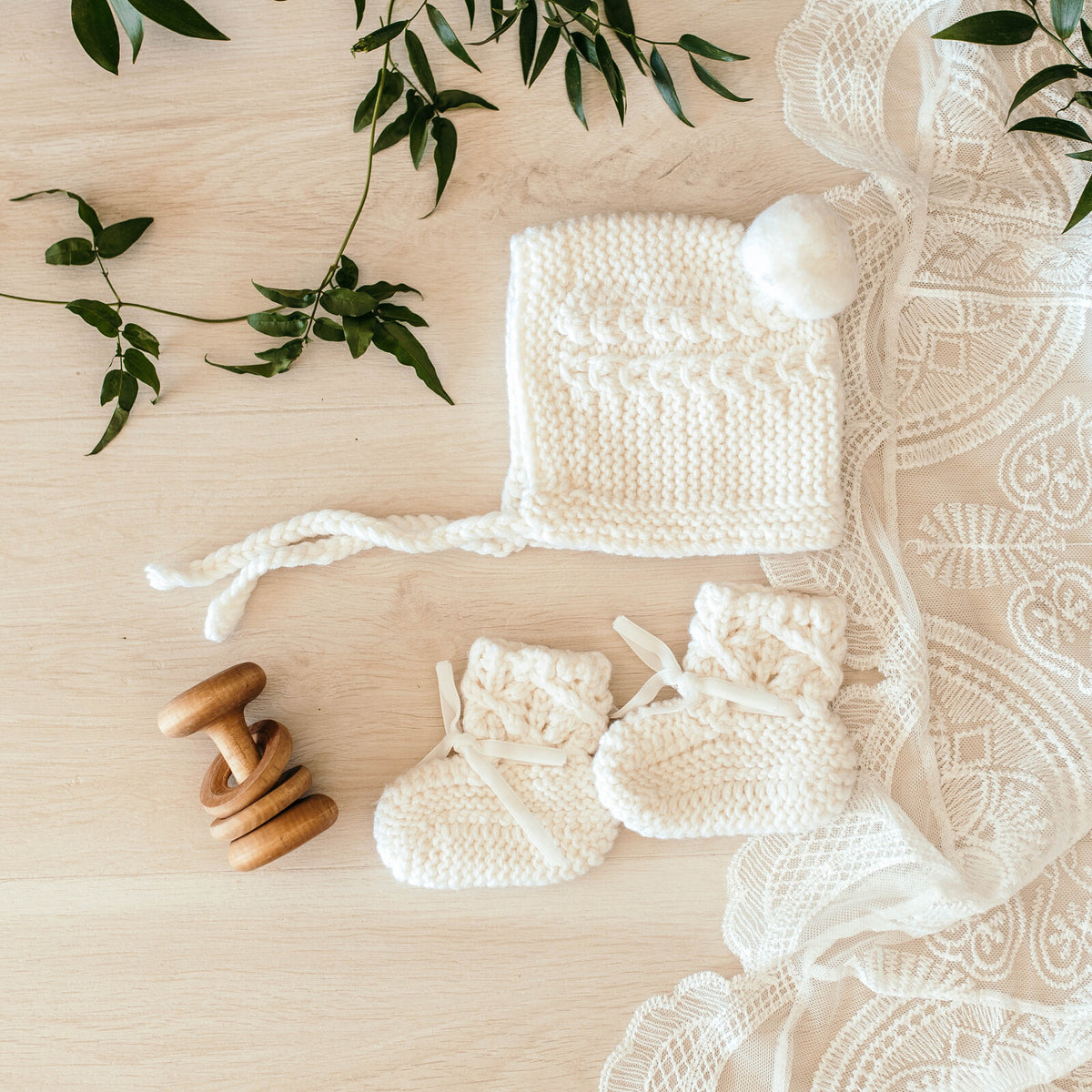 Merino Wool Bonnet &amp; Booties