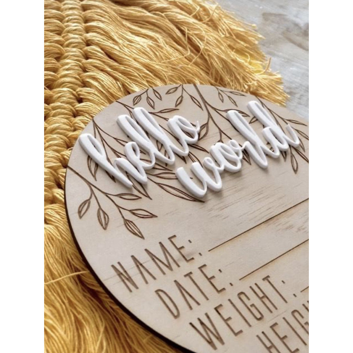 Hello World Birth Announcement Disc