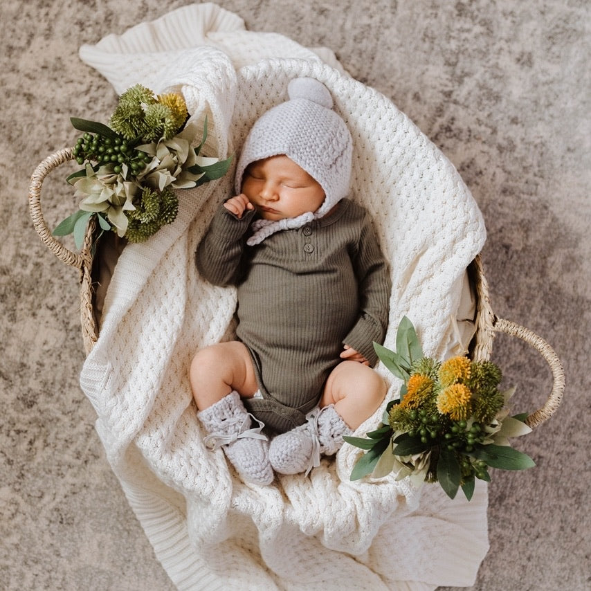 Merino Wool Bonnet &amp; Booties