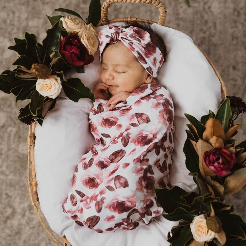 Fleur Snuggle Swaddle &amp; Topknot Set