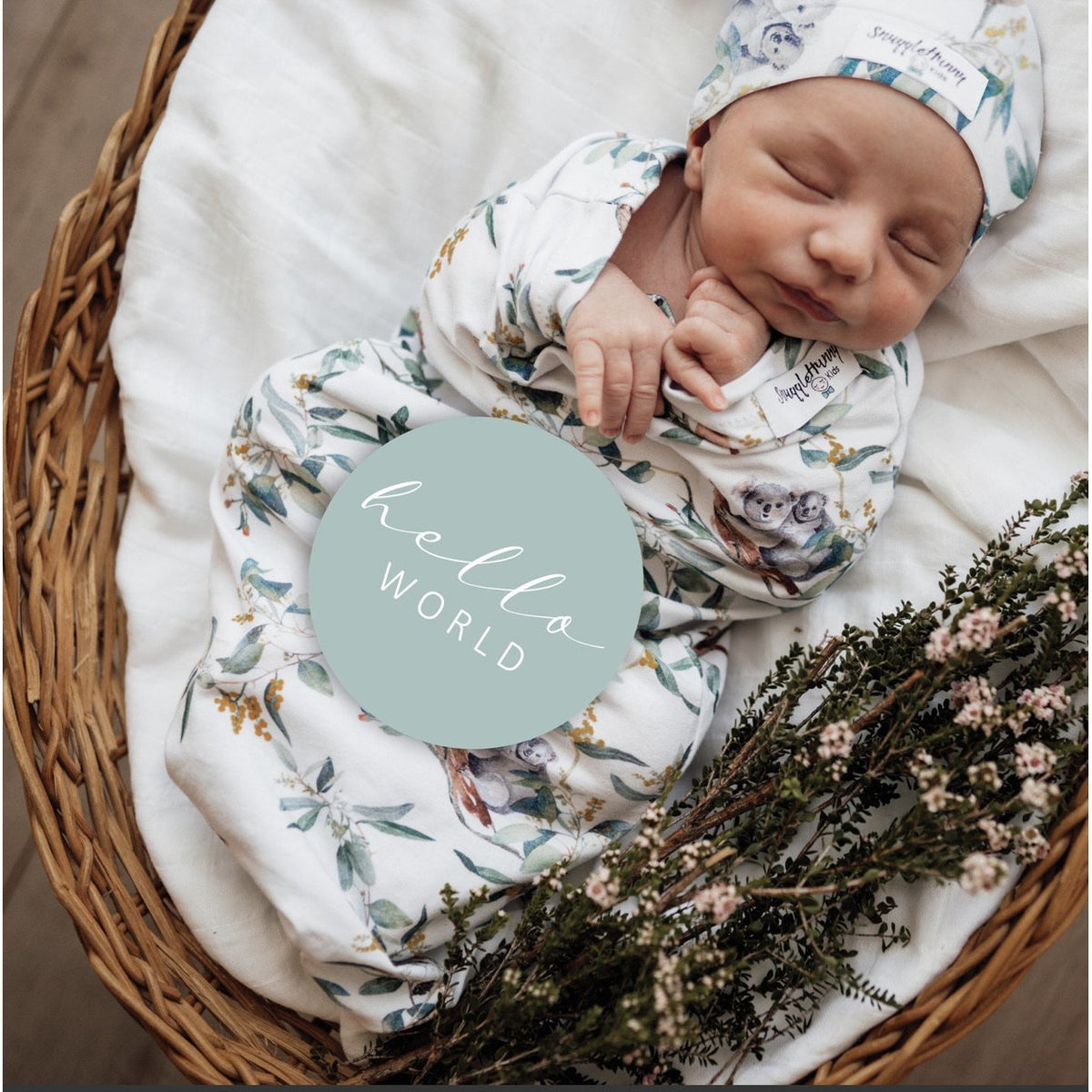 Eucalypt Snuggle Swaddle &amp; Beanie Set