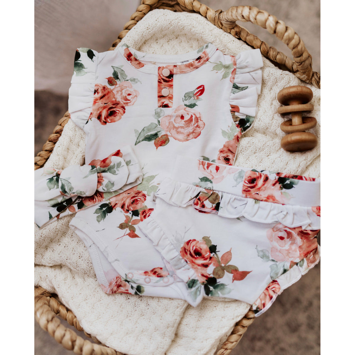 Rosebud Short Sleeve Bodysuit Organic Baby Clothing