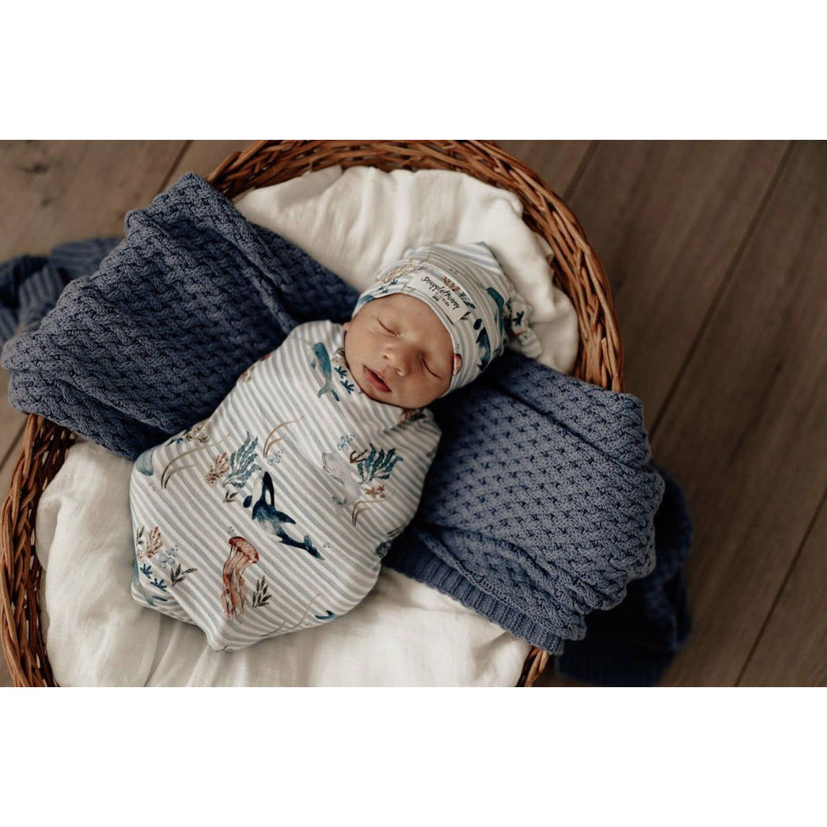 Whale | Snuggle Swaddle &amp; Beanie Set