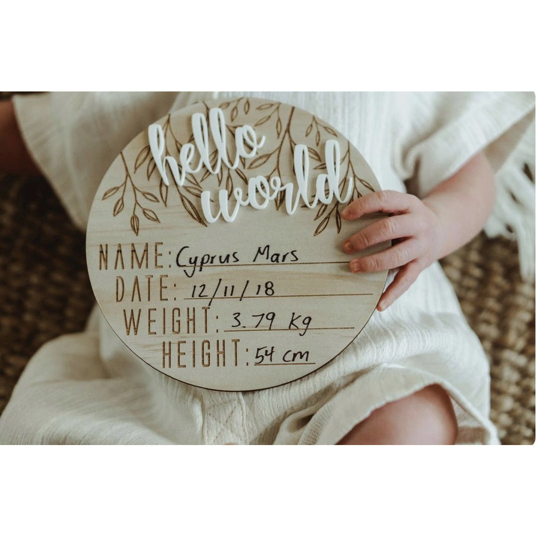 Hello World Birth Announcement Disc