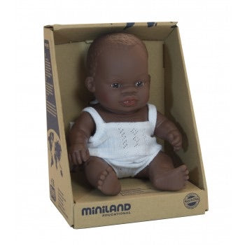 Miniland Doll - Anatomically Correct Baby, African, 21 cm