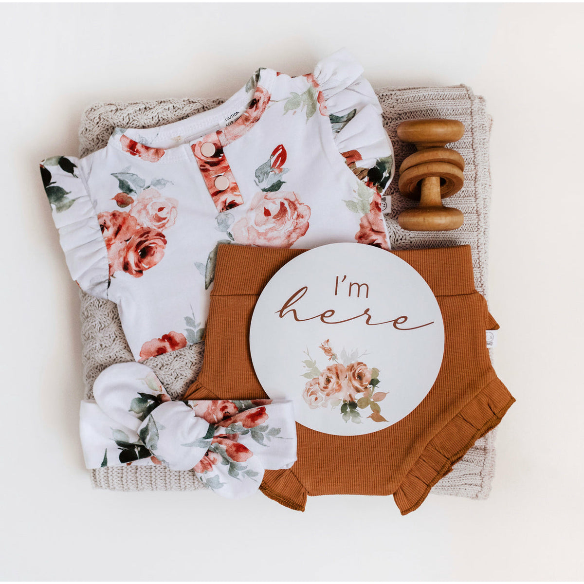 Rosebud Short Sleeve Bodysuit Organic Baby Clothing