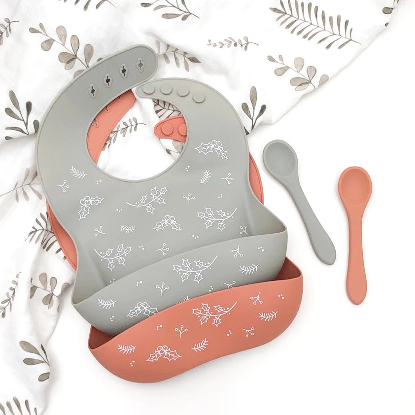Silicone Catch Bib &amp; Spoon Set - Limited Christmas Edition