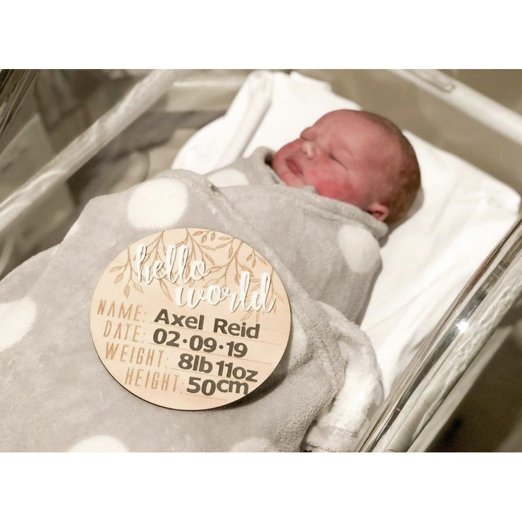 Hello World Birth Announcement Disc