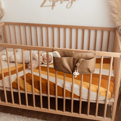 Vegan Leather Cot Organiser - Tan