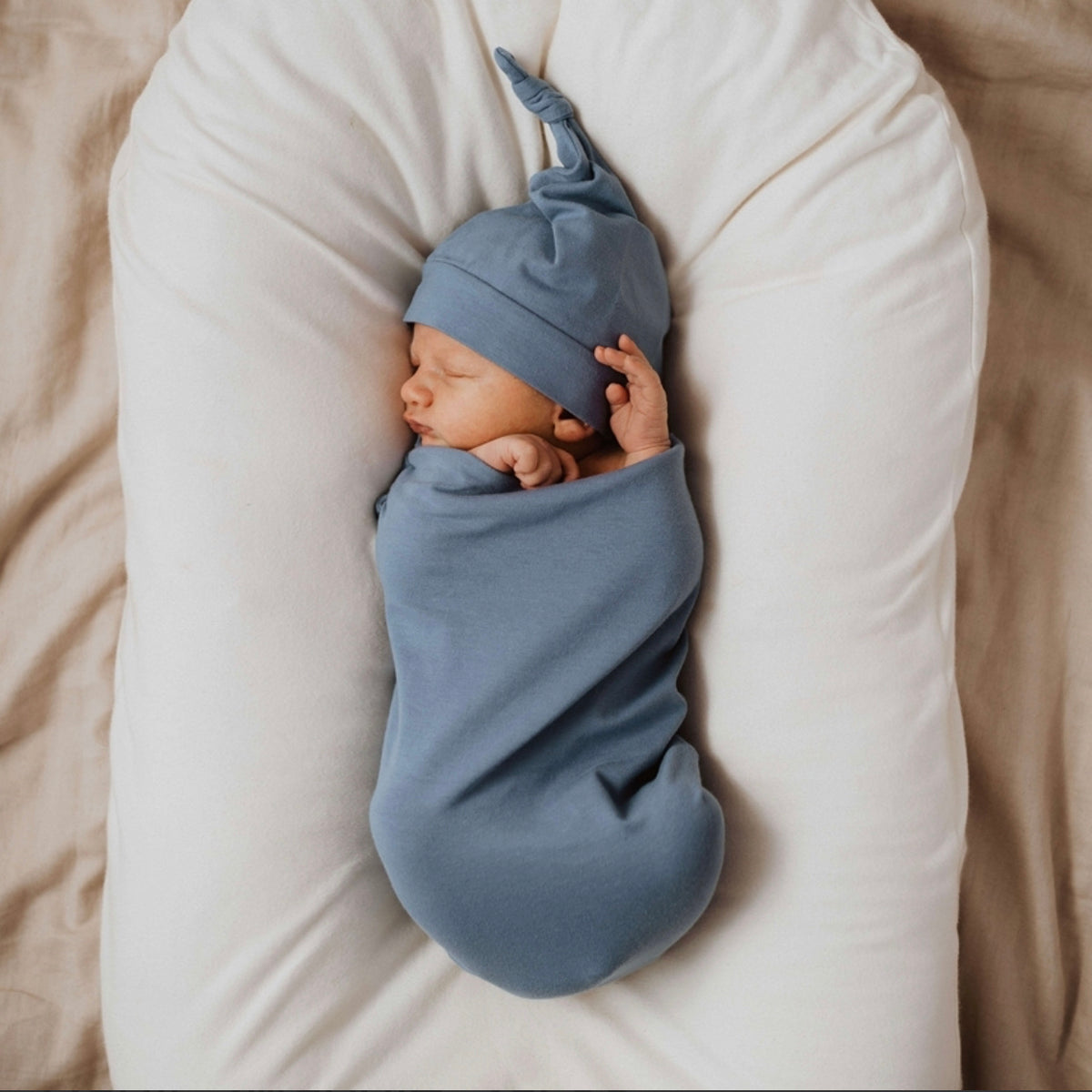 Indigo Snuggle Swaddle &amp; Beanie Set