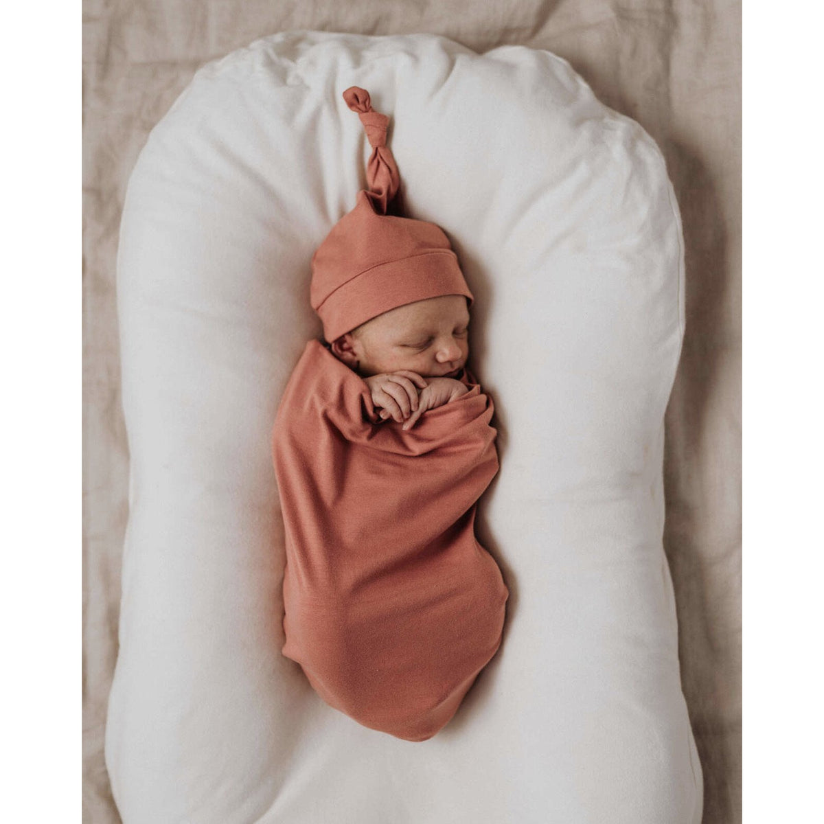 Clay Snuggle Swaddle And Beanie Set