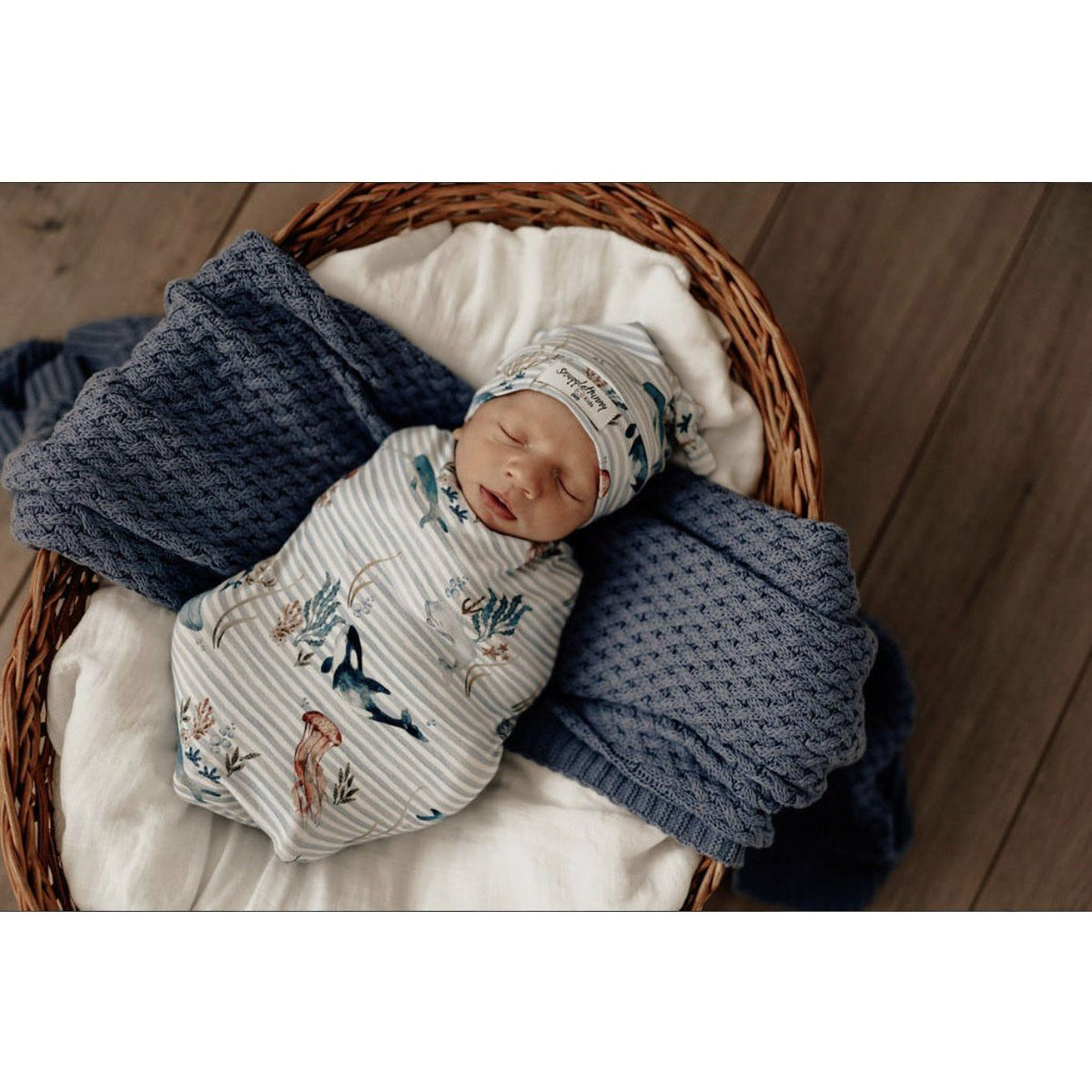 Whale | Snuggle Swaddle &amp; Beanie Set