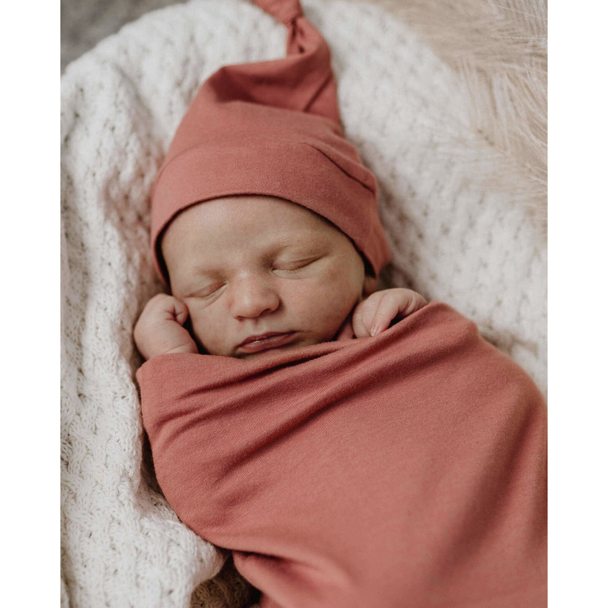 Clay Snuggle Swaddle And Beanie Set