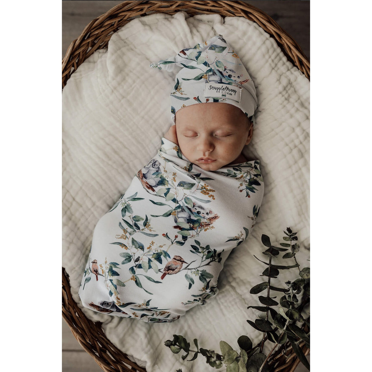 Eucalypt Snuggle Swaddle &amp; Beanie Set