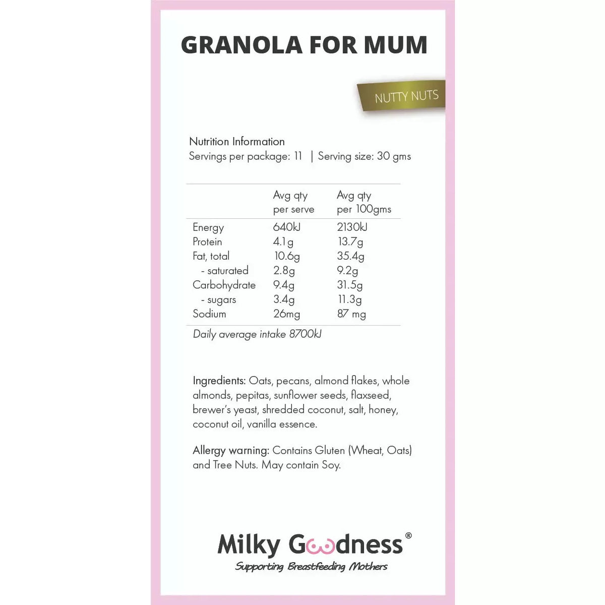 Nutty Nuts Lactation Granola