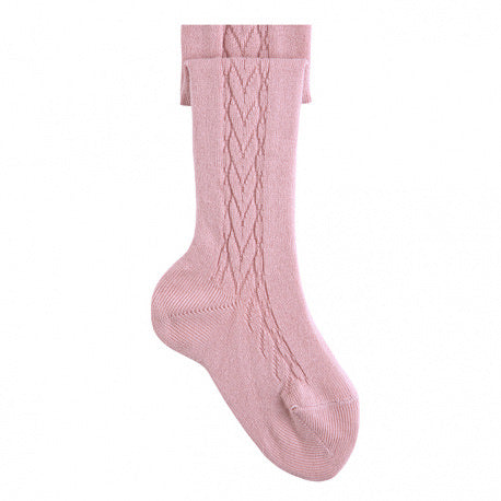 SIDE PATTERNED TIGHTS PALE PINK