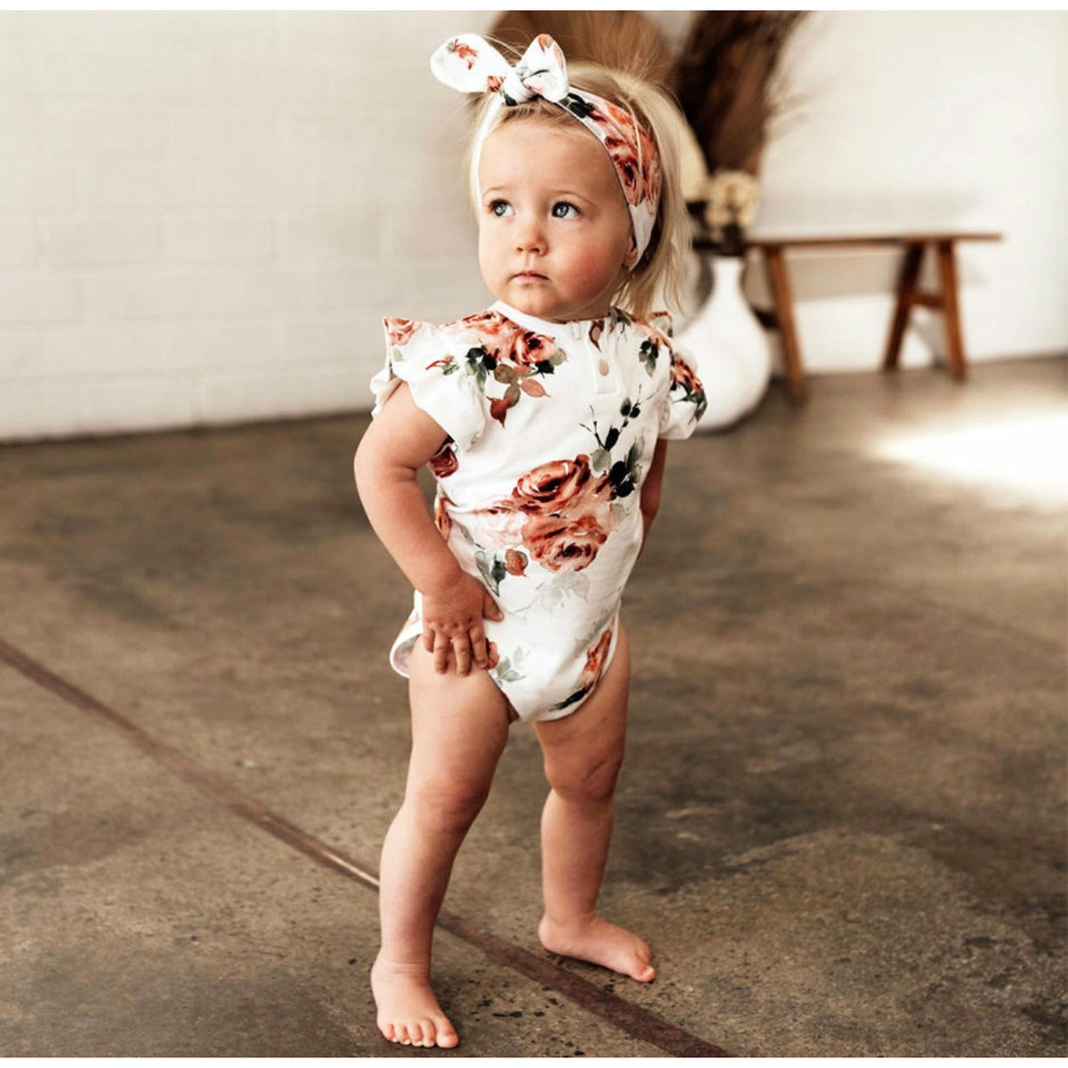 Rosebud Short Sleeve Bodysuit Organic Baby Clothing